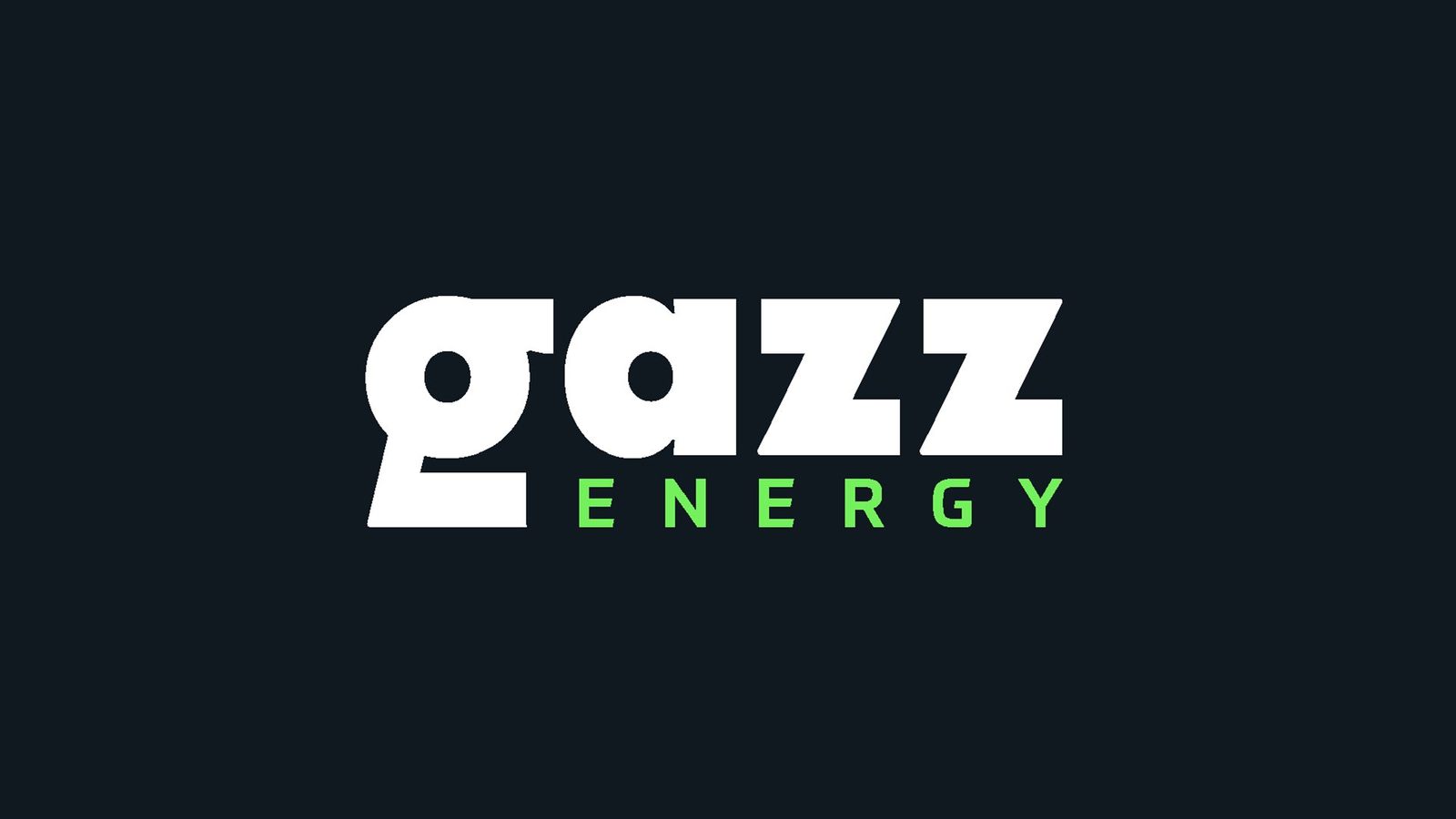 Logotipo da Gazz Energy em branco e verde sobre azul-marinho