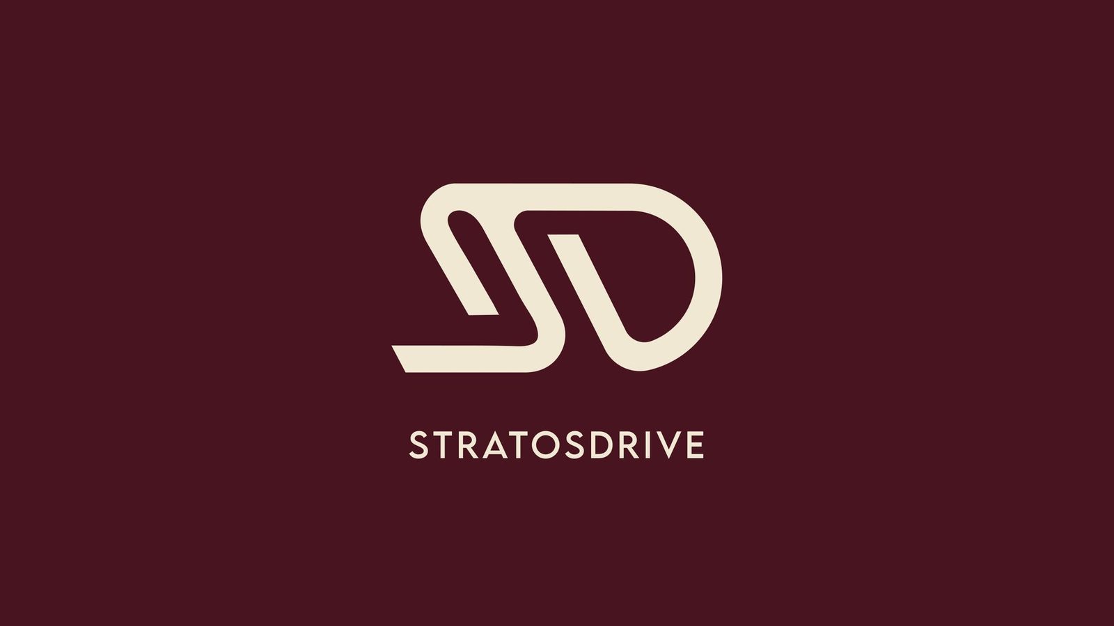 Logotipo da StratosDrive em creme sobre bordô